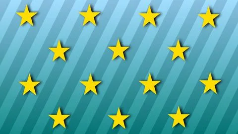 Star shape in bold yellow on blue background, symbolizing happiness Stock Illustration