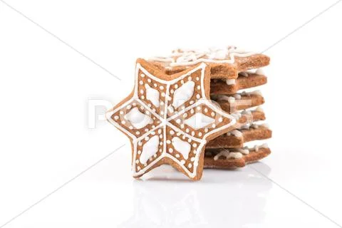 Star shape christmas gingerbread cookies Stock Photos