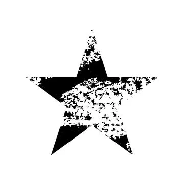 Star shape with grunge texture and paint fill. Vintage stamp style. Distressed Stock Illustration