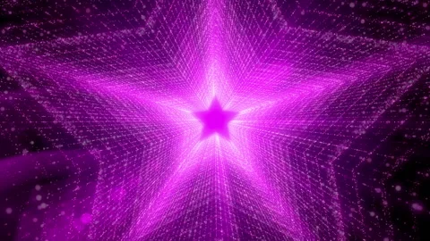 Star shape light glow stroke neon flicker particle loop animation Video stock 152500951