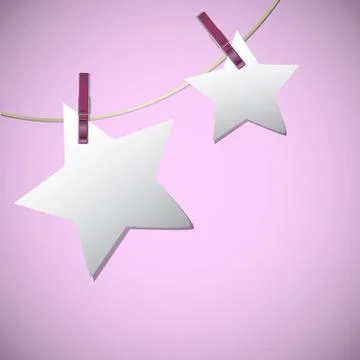Star shape of note papers hang on string with clothes pin Stock Illustration