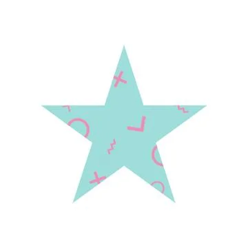 Star shape with patterns inside - 90s design background. Stock Illustration