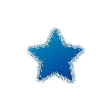 Star shape piece of denim template, realistic vector illustration isolated. Stock Illustration