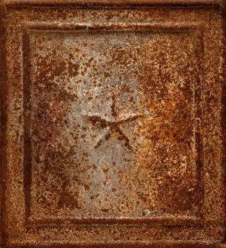 Star shape relief on rusty cast-iron panel Stock Photos
