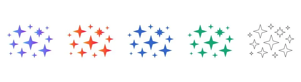 Star Shape Sparkle Icon Set Stockillustratie