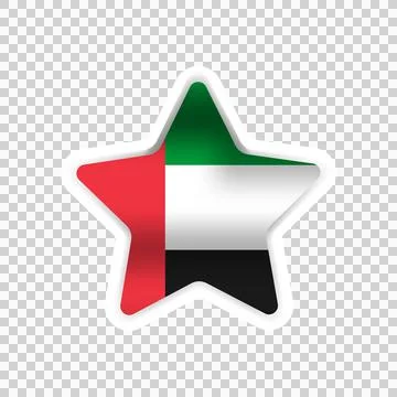 Star shape uae national flag sticker design Stock Illustration
