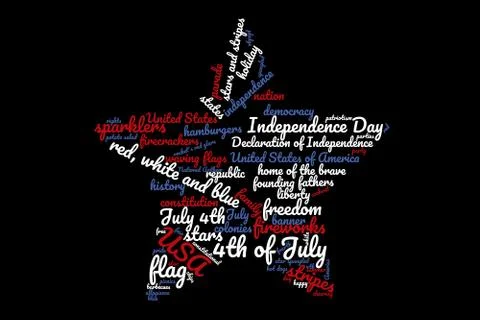 Star shape word cloud, 4th of July Stock Illustration