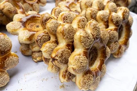 A star shaped bread in a white table 스톡 사진