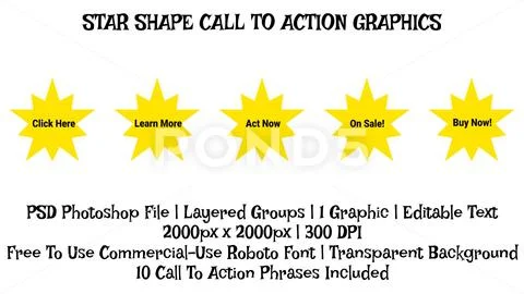 Star Shaped Call To Action Button, Video Creator Graphic, Influencer Template PSD Template