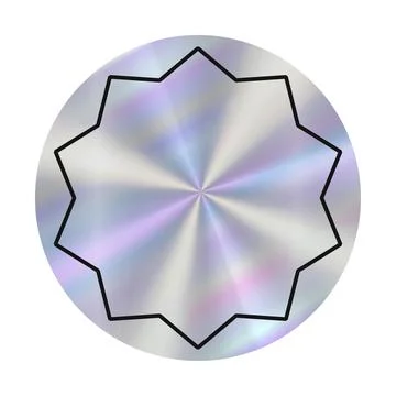 Star shaped design in circle with metallic finish, displaying iridescent co.. Stock Illustration