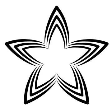Star shaped flower geometry with concentric layered petal outlines Stock Illustration