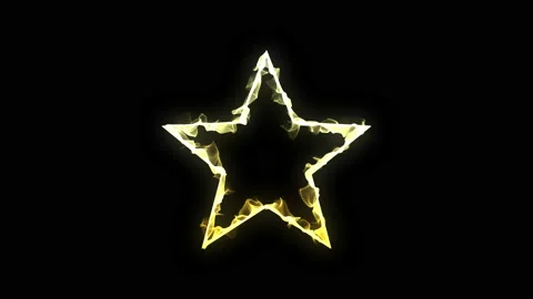 Star shaped frame. Yellow bright 3d star made of waves, dots, particles blend Stock-Footage 229982540