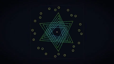 Star-shaped geometric pattern with circles on dark background Stock Footage 337073524