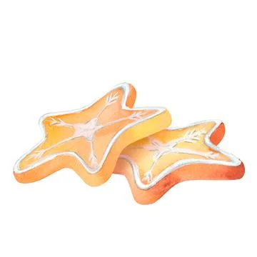 Star-Shaped Gingerbread composition A delightful watercolor gingerbread cooki Stock Illustration