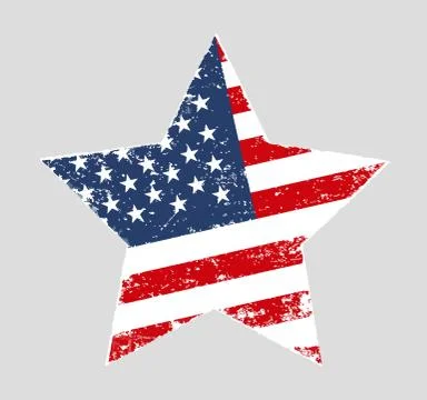 Star shaped grunge American vector flag Ilustración de archivo