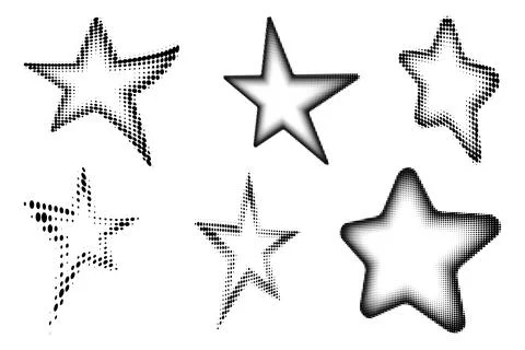 Star shaped halftone frames set 库存插图