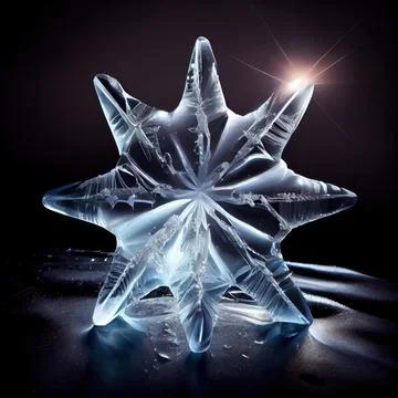 A star shaped ice cube on black background. Stock Illustration