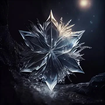 A star shaped ice cube on black background. Stock Illustration