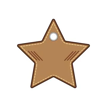 Star shaped leather patch badge with stitching Stock Illustration