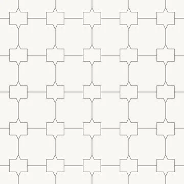 Star shaped nodes in square grid seamless pattern in minimal line design Stock Illustration