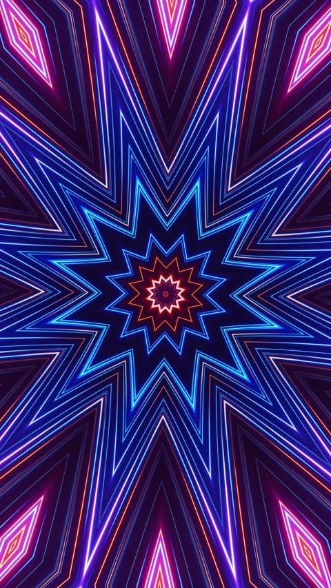 Star shaped object with many colors and shapes in it. Kaleidoscope VJ loop Stock Footage 314542488