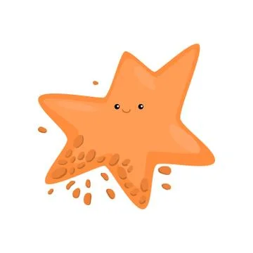 Star-shaped orange bacterium or virus in drops of liquid same color isolated on Stock Illustration