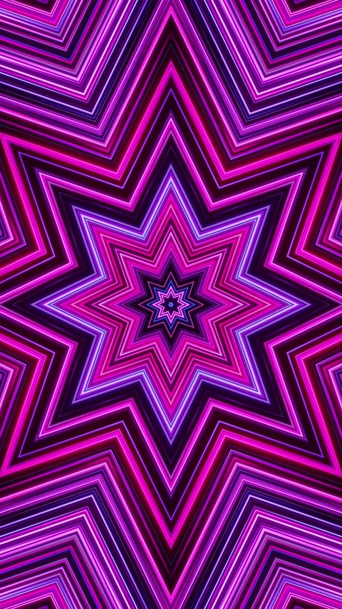 Star shaped pattern with purple and blue center. Kaleidoscope VJ loop Vertical. Stock Footage 314542559