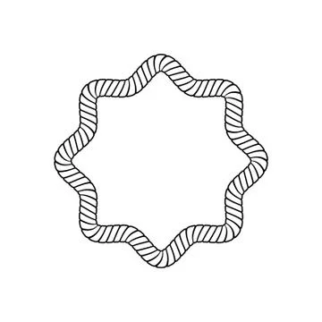 Star-shaped rope frame with rounded corners in outline sketch style Illustrazione stock