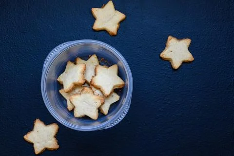 Star Shaped Shortbread Biscuits, Sweets and Confectionery, Delicious Cookie Stock Photos