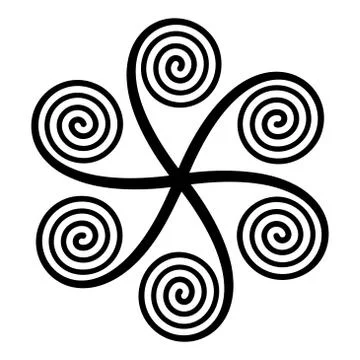 Star shaped symbol with six linear arithmetic spirals Stock Illustration