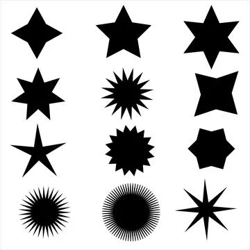 Star Shapes Vector Set – Abstract Shine Design Stock Illustration