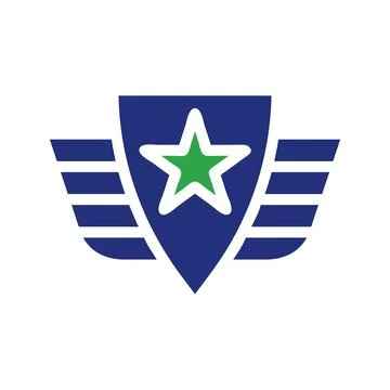 Star Shield Emblem with Wings Creative Design Stock Illustration