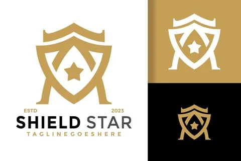 Star Shield Letter M initials monogram logo design vector symbol icon illus.. Ilustração Stock