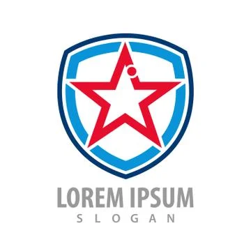 Star shield line logo concept design. Symbol graphic template element vector Stock Illustration