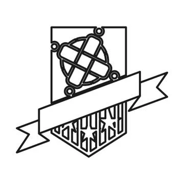 Star shield ribbon Commitment Teamwork Together Outline Logo 스톡 일러스트