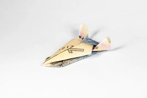 A star ship made of a paper note of the Ukrainian hryvnia Stock Photos
