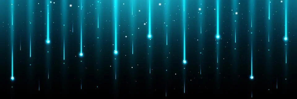 Star shower - comet with blue path falling down Stock Illustration
