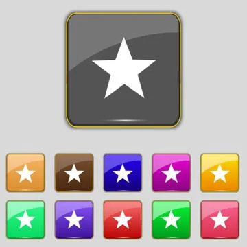 Star sign icon. Favorite button. Navigation symbol. Set colourful buttons Vec Stock Illustration