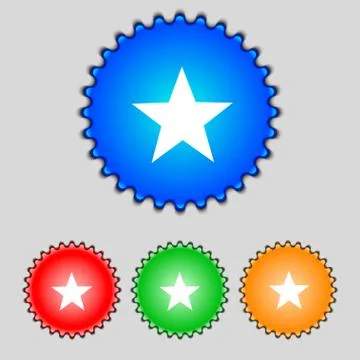 Star sign icon. Favorite button. Navigation symbol. Set colourful buttons Vec Illustrazione stock
