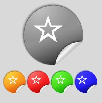 Star sign icon. Favorite button. Navigation symbol.Set colourful buttons Vect Stock Illustration