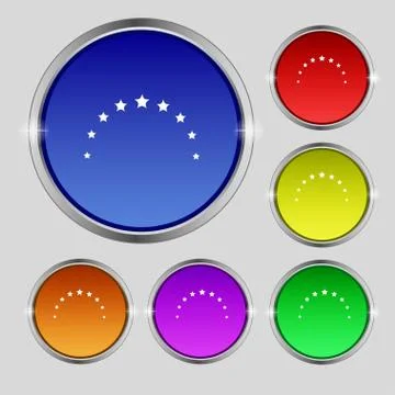 Star sign icon. Favorite button. Navigation symbol. Set colourful buttons Vec Stock Illustration