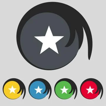 Star sign icon. Favorite button. Navigation symbol. Set colourful buttons Vec Illustrazione stock
