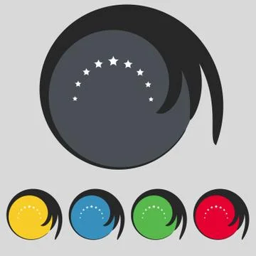 Star sign icon. Favorite button. Navigation symbol. Set colourfu Stock Illustration