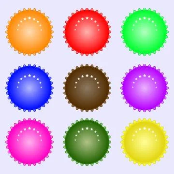 Star sign icon. Favorite button. Navigation symbol. A set of nine different c Stock Illustration