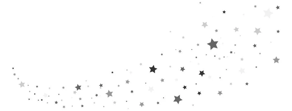 Star silver trail shape. Gray stars composition on white background. Glitter Stock Illustration