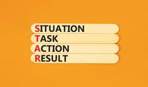 STAR situation task action result symbol. Concept words STAR situation task.. Foto stock