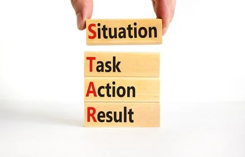 STAR situation task action result symbol. Concept words STAR situation task.. Stock Photos