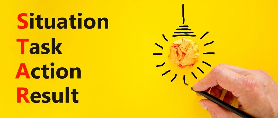 STAR situation task action result symbol. Concept words STAR situation task.. Foto stock