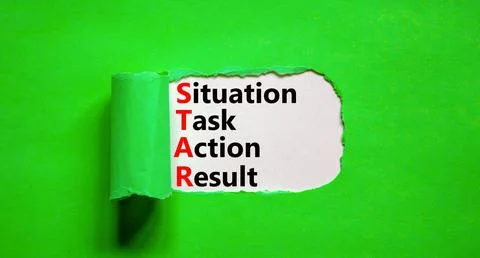 STAR situation task action result symbol. Concept words STAR situation task.. Foto stock