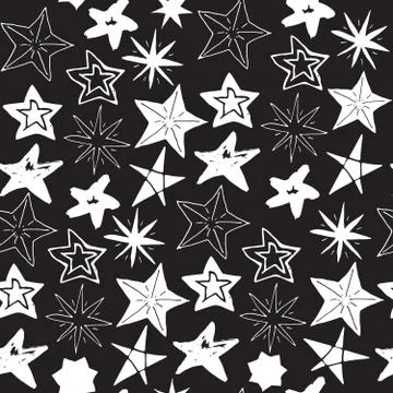 Star sketch Doodles seamless pattern, hand drawn vector illustration 스톡 일러스트